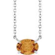 Platinum Oval Natural Citrine Solitaire Necklace