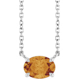 Platinum Oval Natural Citrine Solitaire Necklace