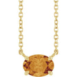 14K Gold Oval Natural Citrine Solitaire Necklace - Yellow Gold