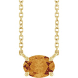 14K Gold Oval Natural Citrine Solitaire Necklace - Yellow Gold
