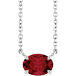 Platinum Oval Lab-Grown Ruby Solitaire Necklace