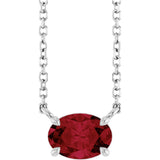 14K Gold Oval Natural Ruby Solitaire Necklace - White Gold