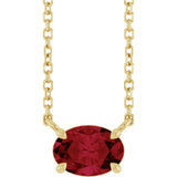 14K Gold Oval Lab-Grown Ruby Solitaire Necklace - Yellow Gold