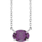 14K Gold Oval Lab-Grown Alexandrite Solitaire Necklace - White Gold