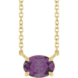 14K Gold Oval Lab-Grown Alexandrite Solitaire Necklace - Yellow Gold