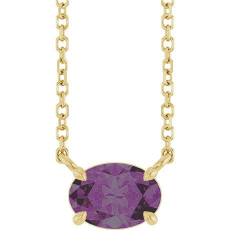14K Gold Oval Lab-Grown Alexandrite Solitaire Necklace - Yellow Gold