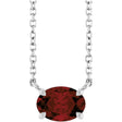 Platinum Oval Natural Mozambique Garnet Solitaire Necklace