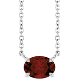 Platinum Oval Natural Mozambique Garnet Solitaire Necklace