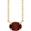 14K Gold Oval Natural Mozambique Garnet Solitaire Necklace - Yellow Gold