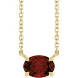 14K Gold Oval Natural Mozambique Garnet Solitaire Necklace - Yellow Gold