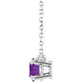 Platinum Oval Natural Amethyst Solitaire Necklace - view 3