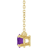 14K Gold Oval Natural Amethyst Solitaire Necklace - Yellow Gold - view 3