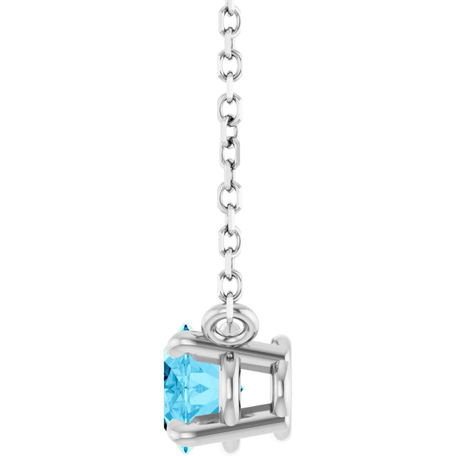 Platinum Oval Natural Aquamarine Solitaire Necklace - view 3