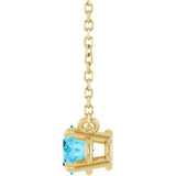 14K Gold Oval Natural Aquamarine Solitaire Necklace - Yellow Gold - view 3