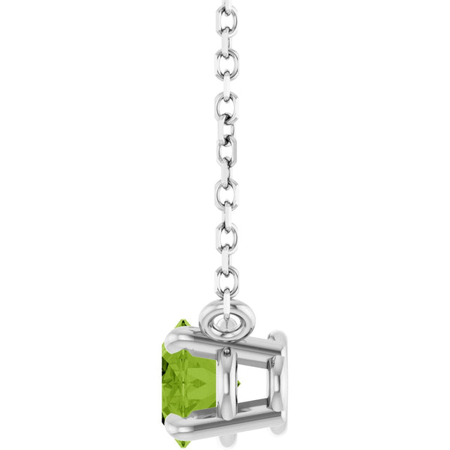 Platinum Oval Natural Peridot Solitaire Necklace - view 3