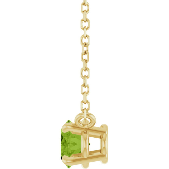 14K Gold Oval Natural Peridot Solitaire Necklace - Yellow Gold - view 3