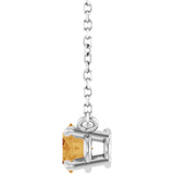 Platinum Oval Natural Citrine Solitaire Necklace - view 3