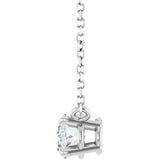 14K Gold Oval Natural White Sapphire Solitaire Necklace - White Gold - view 3