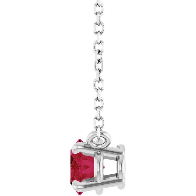 14K Gold Oval Natural Ruby Solitaire Necklace - White Gold - view 3