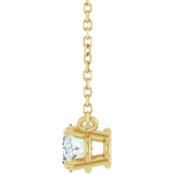 14K Gold Oval Natural White Sapphire Solitaire Necklace - Yellow Gold - view 3