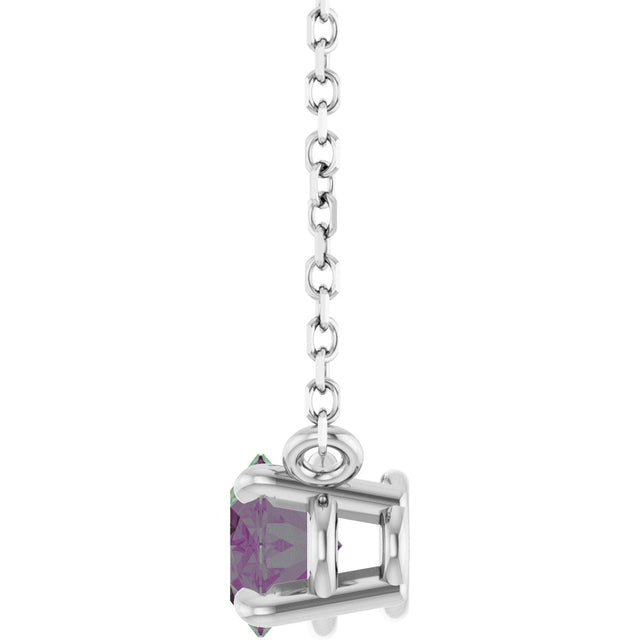 14K Gold Oval Lab-Grown Alexandrite Solitaire Necklace - White Gold - view 3
