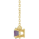 14K Gold Oval Lab-Grown Alexandrite Solitaire Necklace - Yellow Gold - view 3