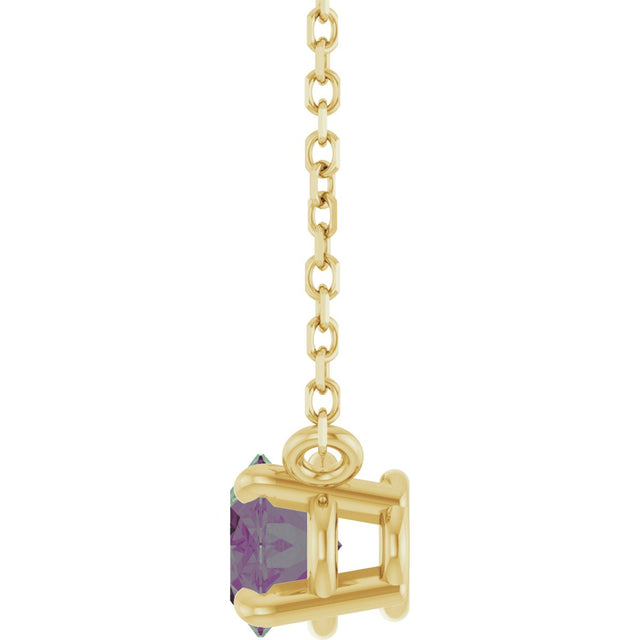 14K Gold Oval Lab-Grown Alexandrite Solitaire Necklace - Yellow Gold - view 3