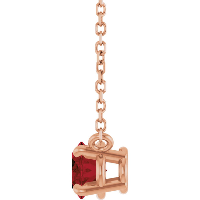 14K Gold Oval Natural Mozambique Garnet Solitaire Necklace - Rose Gold - view 3