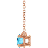 14K Gold Oval Natural Aquamarine Solitaire Necklace - Rose Gold - view 3