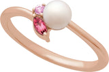 14K Gold Cultured White Akoya Pearl & Natural Pink Tourmaline & Natural Pink Sapphire Accented Pearl Ring - Rose Gold - view 4