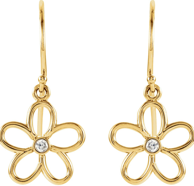 14K Gold Round Natural Diamond Flower Earrings – 2mm Stones - view 4