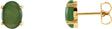14K Gold Natural Nephrite Jade Oval 4-Prong Cabochon Earrings