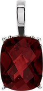 14K Gold Elongated Cushion Natural Mozambique Garnet Solitaire Necklace or Pendant