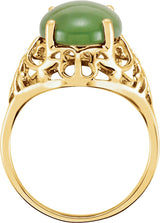 14K Gold Oval Natural Nephrite Jade Solitaire Ring - view 2
