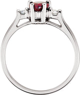 14K Gold Pear Natural Mozambique Garnet & Natural Diamond Accented Ring - view 2