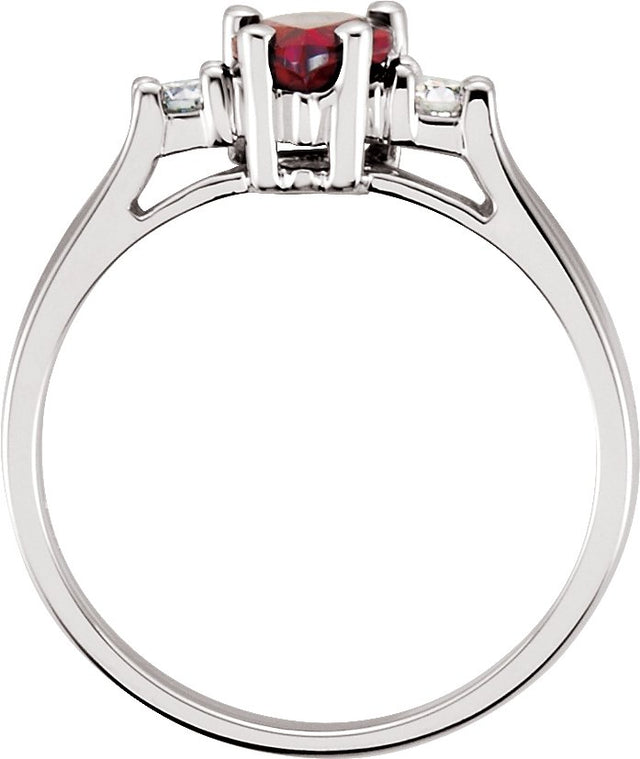 14K Gold Pear Natural Mozambique Garnet & Natural Diamond Accented Ring - view 2