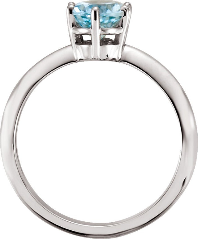 14K Gold Oval Natural Aquamarine Solitaire Ring - view 2
