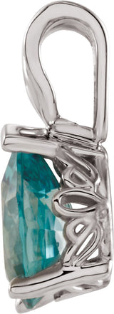 14K Gold Pear Natural Blue Zircon Solitaire Necklace or Pendant - view 2