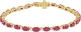14K Gold Oval Lab-Grown Ruby & Lab-Grown Diamond Line Bracelet - Yellow Gold