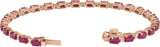 14K Gold Oval Lab-Grown Ruby & Lab-Grown Diamond Line Bracelet - Rose Gold - view 3
