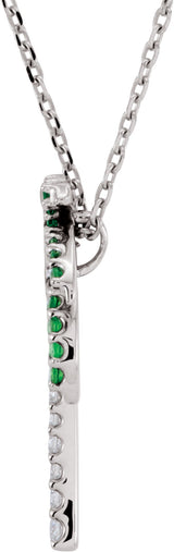 14K Gold Natural Tsavorite Garnet & Natural Diamond Palm Tree Necklace - view 2