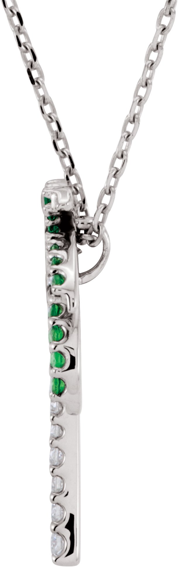 14K Gold Natural Tsavorite Garnet & Natural Diamond Palm Tree Necklace - view 2