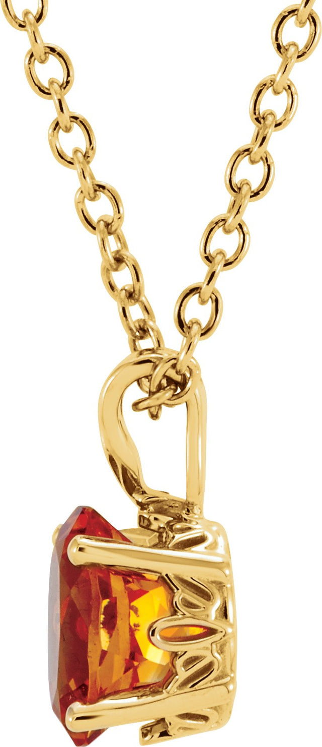 14K Gold Oval Natural Citrine Solitaire Necklace or Pendant - view 2