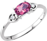 14K Gold Oval Natural Pink Tourmaline & Natural Diamond Accented Ring – 6x4mm