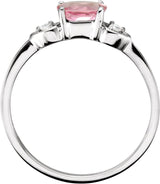 14K Gold Oval Natural Pink Tourmaline & Natural Diamond Accented Ring – 6x4mm - view 2