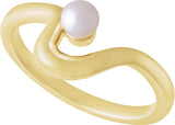 14K Gold Cultured White Freshwater Pearl Freeform Pearl Ring - Yellow Gold - view 4