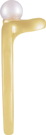 14K Gold Cultured White Freshwater Pearl Freeform Pearl Ring - Yellow Gold - view 3