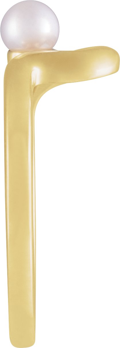 14K Gold Cultured White Freshwater Pearl Freeform Pearl Ring - Yellow Gold - view 3