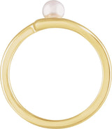 14K Gold Cultured White Freshwater Pearl Freeform Pearl Ring - Yellow Gold - view 2