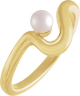 14K Gold Cultured White Freshwater Pearl Freeform Pearl Ring - Yellow Gold